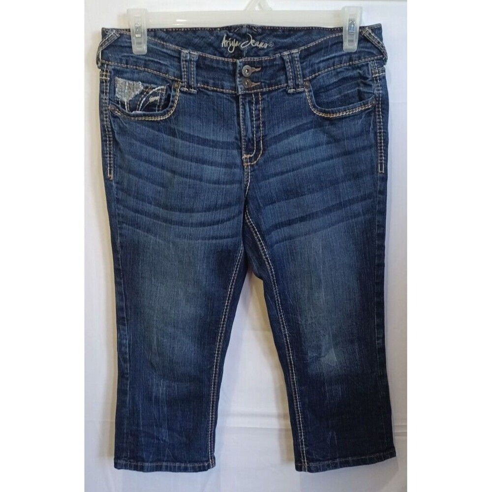 Ariya Jeans Women's Embroidered Back Pockets Denim Capri Pants Blue Size 11/12